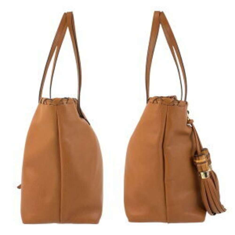 Gucci Bamboo Shoulder Bag Brown Tassel Tote Leather - Picture 7 of 10